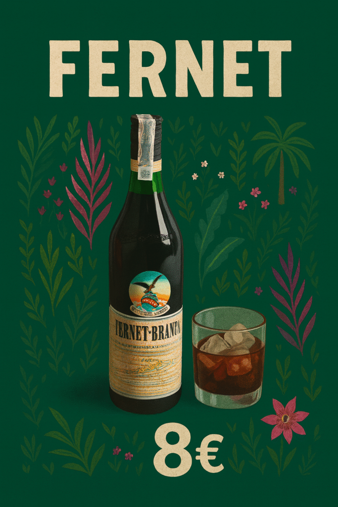 Botella de Fernet en Pub La Flama Puerto de Sagunto